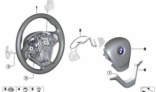 Ledersportlenkrad mit Wechselhebel für BMW F15, F16 (OEM 32306877872). Original BMW.