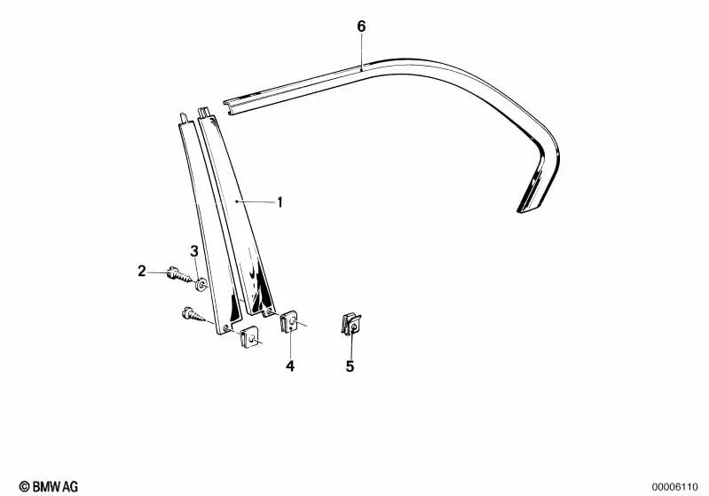 Listón de adorno negro marco de ventana izquierda OEM 51341846557 para BMW Serie 7 E23 (728, 728i). Original BMW.