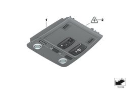 Unidad de interruptores de techo OEM 61319225958 para BMW X5 E70, X5 E70 LCI, X6 E71, X6 E72 Hybrid. Color SAVANNABEIGE. Original BMW.