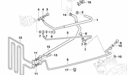 Tubo de presión dirección asistida OEM 32412228867 para BMW E39. Original BMW.