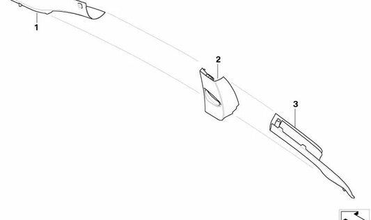 Embelerador direito Pilar A Sti OEM 51437898396 para BMW E63 e E63N. BMW original de cor antracite.