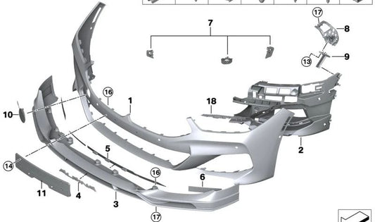 Inserisci il paraurti destra della BMW 8 G14, G15, G16 (OEM 51118074788). BMW originale