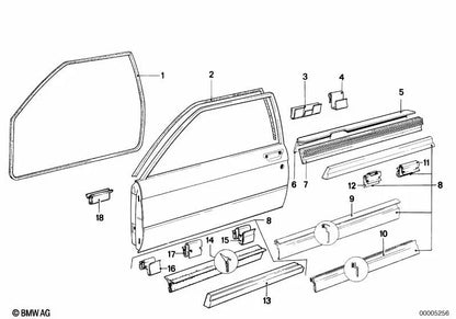 Sellado interno de la ranura de la ventana para BMW Serie 3 E21 (OEM 51211874435). Original BMW
