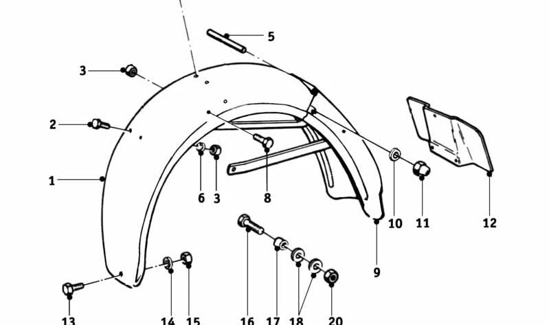 Guardabarros trasero imprimado OEM 46620035295 para BMW R1200GS (K25), R1200GS Adventure (K25) y HP2 Enduro. Repuesto original BMW.