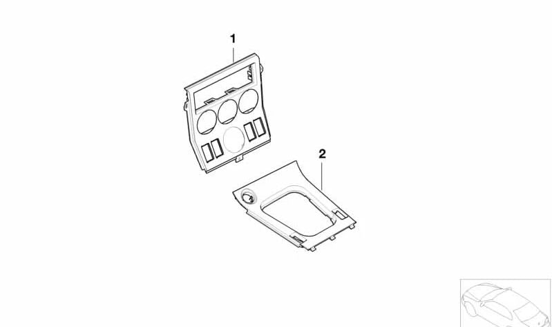Cubierta embellecedora de interruptor en aluminio cepillado OEM 51167036526 para BMW E60, E61. Original BMW.