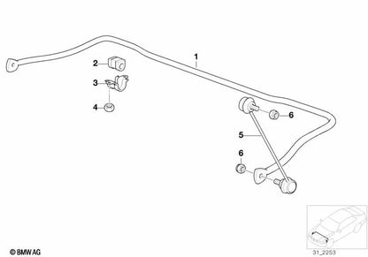 Stabilisatorkautschuklager für BMW E36, E34 (OEM 31351135805). Original BMW