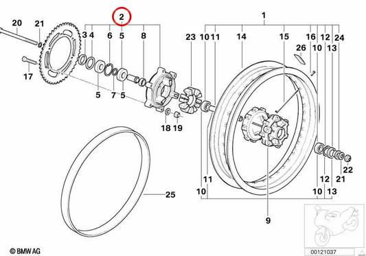 Support de roue à chaîne OEM 27717650055 pour motos BMW F 650 GS, G 650 GS, G 650 GS Sertão. BMW Motorrad d'origine.