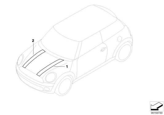 Bandas decorativas derecha OEM 51147281526 para MINI R56, R56 LCI, Clubman R55, R55 LCI, Cabrio R57, R57 LCI. Original MINI.
