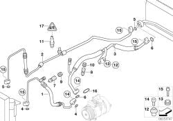 Evaporator-compressor suction pipe OEM 64509187297 for BMW 7 Series E65, E66. Genuine BMW.