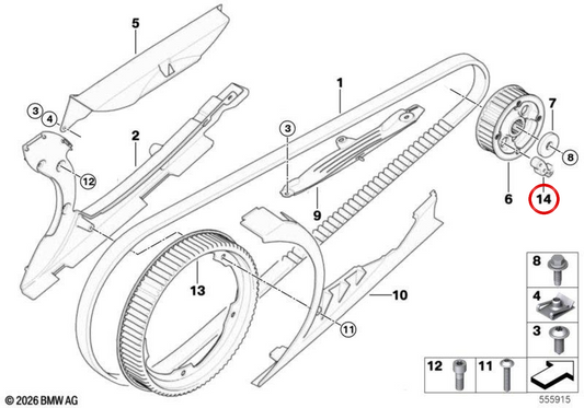Kit riparazione silenziatore avviamento OEM 27727711036 per moto BMW F 800 GT, F 800 S, F 800 ST. BMW Motorrad originale.