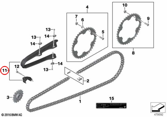 OEM -Ketten -Schiebetuide 2772712277 für BMW F 700 GS, F 650 GS, F 800 GS, F 800 GS -Abenteuer. Originaler BMW Motorrad.