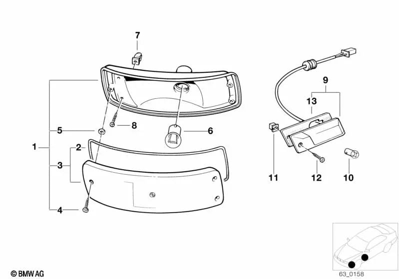 Right turn/parking light for BMW E28 (OEM 63131373302). Original BMW.