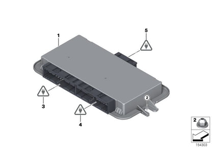 Módulo eléctrico pies OEM 61356827065 para BMW Serie 1 E81 (116d, 116i) {modelos UA11, UA12, UA21, UB71, UB72, UB81, UB82, UK31, UK51, UK52}. Original BMW.