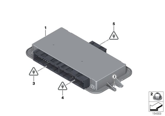 Módulo eléctrico pies OEM 61356827065 para BMW Serie 1 E81 (116d, 116i) {modelos UA11, UA12, UA21, UB71, UB72, UB81, UB82, UK31, UK51, UK52}. Original BMW.