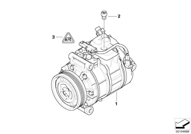 Compresor de aire acondicionado OEM 64509180548 para BMW E90, E91, E92, E60, E61... y más. Original BMW.