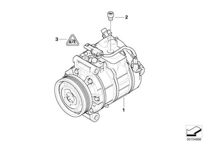 Compresor de aire acondicionado OEM 64509180548 para BMW E90, E91, E92, E60, E61... y más. Original BMW.