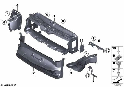 Air de radiateur externe droit pour la série BMW 3 F30N (OEM 51748061294). BMW d'origine.
