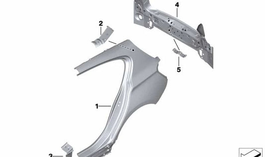 Refuerzo lateral izquierdo Pilar C OEM 41007284391 para BMW F20, F20N. Pieza original BMW.