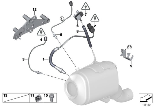 Sensor de temperatura OEM 13627809158 para BMW E90, E91, E92, E60, E61, E63, E64, E65, E70, E71. Sensor original BMW para escape, emisiones o motor según modelo. Original BMW.