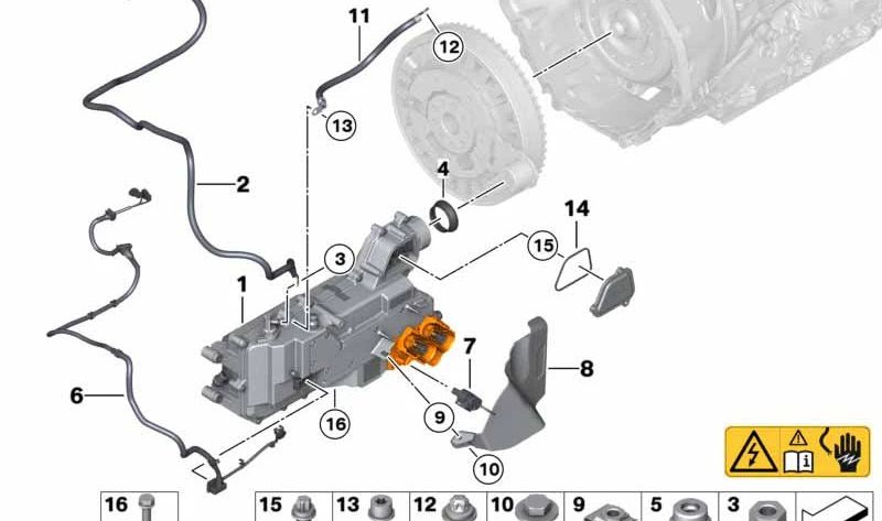 Tornillo ASA M10x17 OEM 07129906166 para BMW F07, F10, F11, F06, F12, F13, F01, F02, F04, G12, E70, F15, F85, E71, E72, F16, F86. Original BMW.