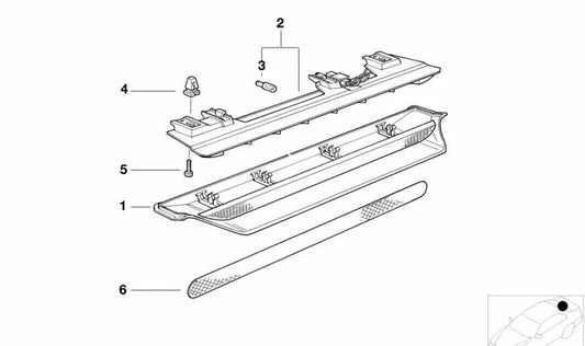 Third Brake Light Housing OEM 63258362378 for BMW E36. Original BMW.