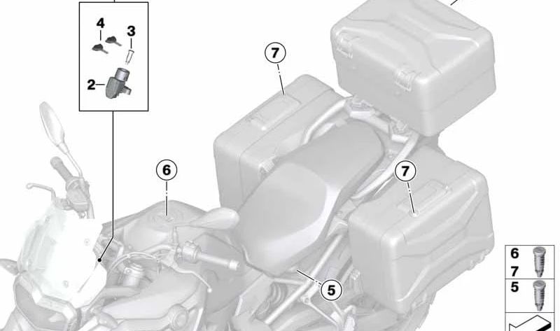 Kit de reparación bombín de cerradura OEM 51258393959 para BMW Motorrad F 750 GS, F 800 GS, F 850 GS, F 900 GS, F 900 R, F 850 GS Adventure. Compatible con modelos desde 2018. Original BMW Motorrad.