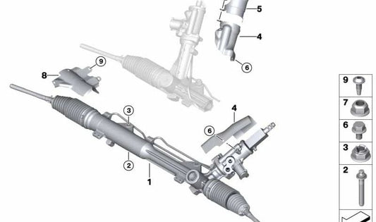 Protector térmico de dirección OEM 32102283986 para BMW E82, E90, E90N, E92, E92N, E93, E93N. Pieza original BMW.