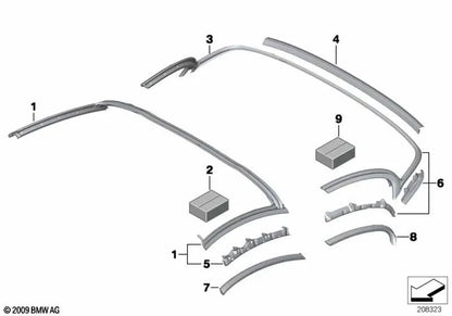 Front roof compartment seal for BMW Z4 E89 (OEM 54377192493). Original BMW.