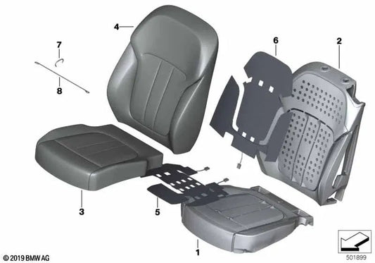 Parte do assento de conforto direito da espuma para o BMW G07, G07N (OEM 52209484506). BMW original