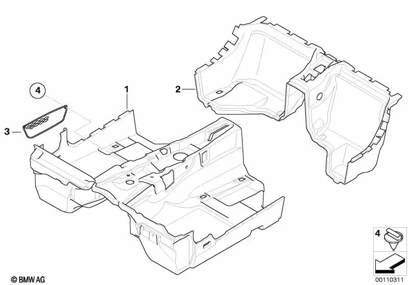 Front Footwell Storage Net for BMW Z4 E85, E86 (OEM 51477114523). Original BMW.