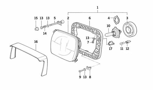 Front Faro Frame OEM 63121459604 for BMW E30. Original BMW.