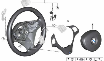 Tapa embellecedora negra volante M multifunción OEM 32307845940 para BMW E82, E90, E90N, E92, E92N, E93, E93N. Original BMW.