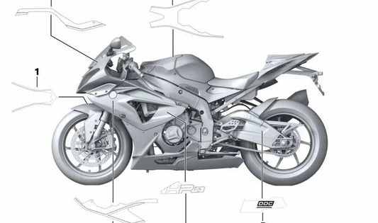 Moldagem decorativa sob tinta incolor 51148524567 para BMW Motorrad HP4 K42 (09/2011-07/2014). BMW Motorrad original.