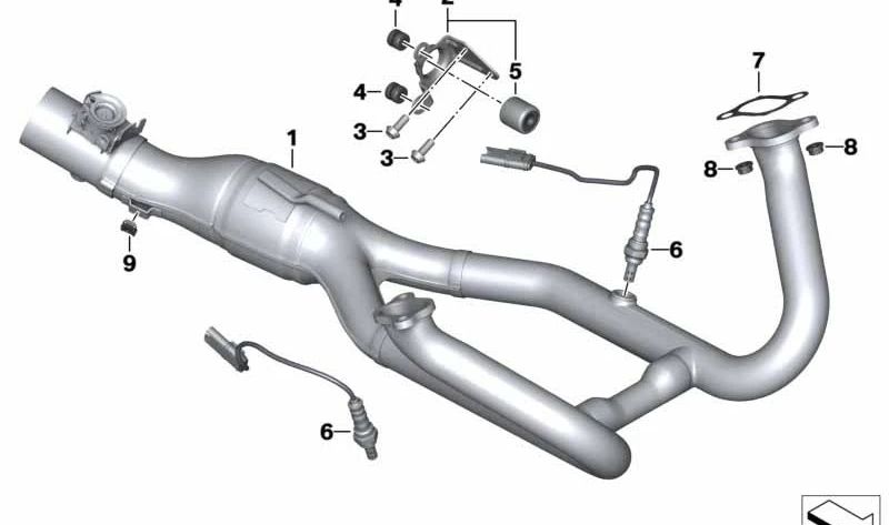 Soporte múltiple de escape OEM 18518522488 para motos BMW R1200GS, R1200GS Adv., R1200RT, R1200R, R1200RS. Original BMW Motorrad.