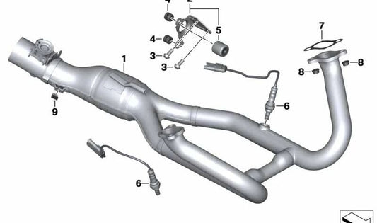Soporte múltiple de escape OEM 18518522488 para motos BMW R1200GS, R1200GS Adv., R1200RT, R1200R, R1200RS. Original BMW Motorrad.