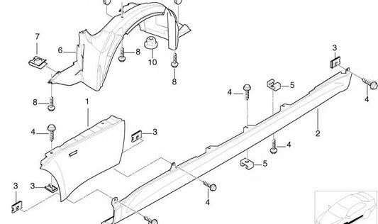 Seuil extérieur gauche OEM 41218398649 pour BMW E36 et Z3. BMW d'origine.