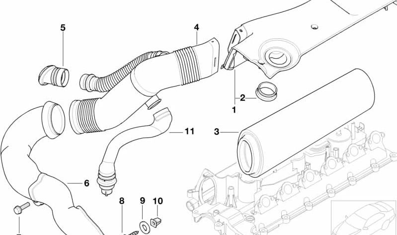 Tubo de admisión de aire OEM 13712247372 para BMW E38. Original BMW.
