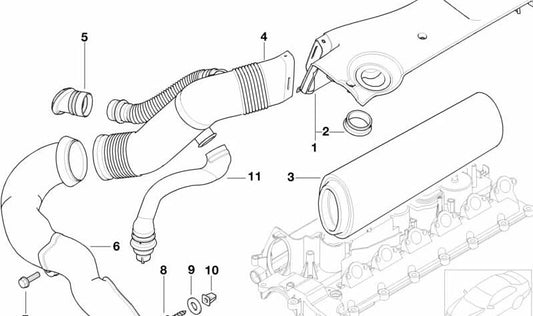 Manga de admissão OEM 13717786222 para BMW E38 730D. Compatível com os motores a diesel M57. Peça original da BMW.