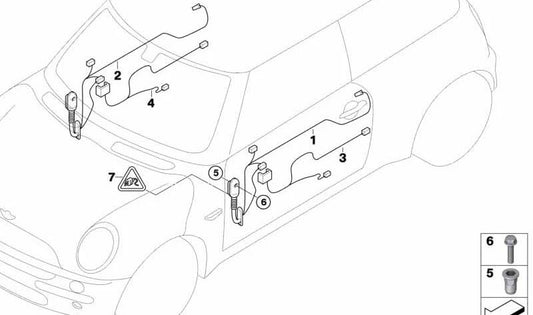 Juego de cables módulo puerta acompañante OEM 61119137799 para MINI R56, R56 LCI, Clubman R55, Cabrio R57, Coupé R58, Roadster R59... y más. Original MINI.
