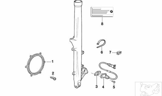 Sensor de revoluciones ABS trasero OEM 34522333484 para BMW R1150GS, R1200C, K1200RS... y más. Original BMW Motorrad.