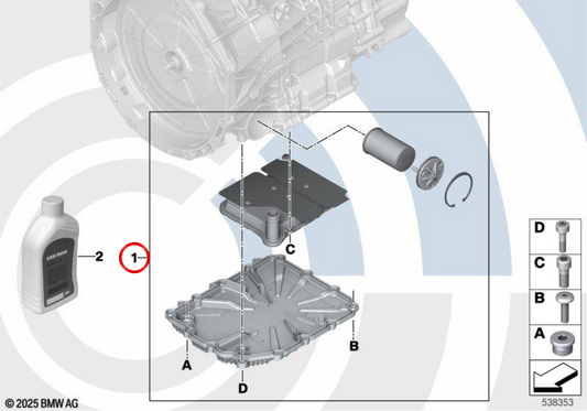 Kit de filtro de aceite para caja de cambios DKG OEM 28005B43141 para BMW F87, F80, F82, F83, F10, F06, F12, F13. Original BMW.