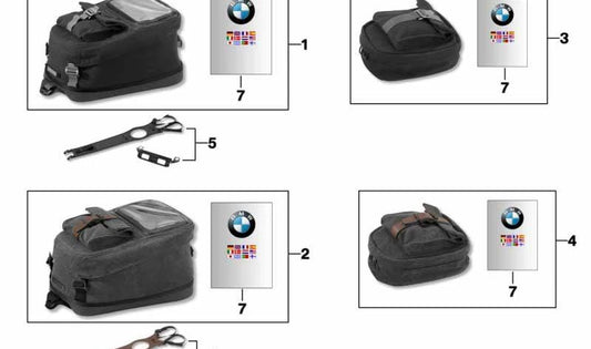 Correia de tanque de couro preto OEM 77452451072 Para motocicletas BMW R Ninenet, Rine Nine Pure, Scrambler, Racer, Urban G/S. BMW Motorrad original.