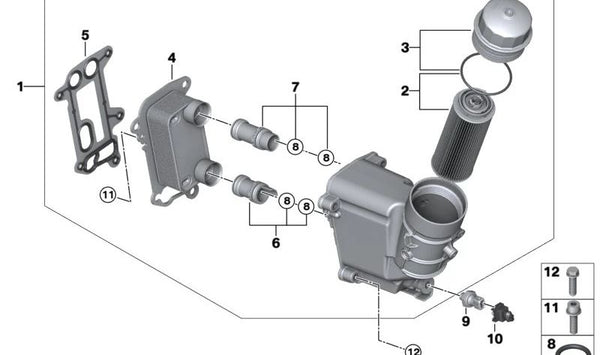Intercambiador de calor OEM 11427802113 para BMW E81, E82, E87, E88, E90, E91, E92, E93, E60, E61, E84, E83. Original BMW
