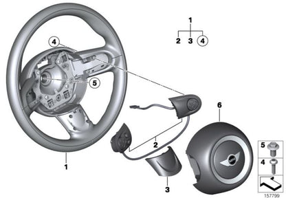 Interruptor volante multifunción OEM 32309289676 para MINI R56 LCI, Clubman R55 LCI, Cabrio R57 LCI, Coupé R58, Roadster R59, Countryman R60, Paceman R61. Original MINI.