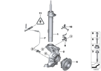 Muelle-amortiguador delantero izquierdo OEM 31316789573 para BMW X1 E84. Original BMW.