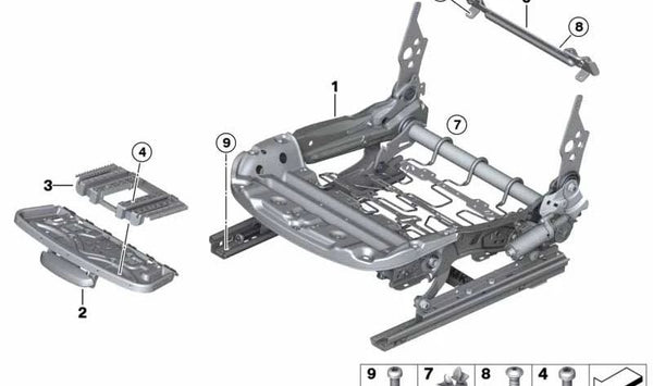 Mecanismo eléctrico del asiento izquierdo OEM 52109176155 para BMW E89. Original BMW.