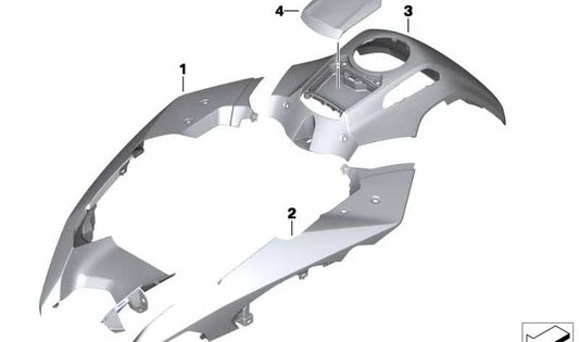 Tapa lateral derecha Alpine-White OEM 46638549253 para BMW Motorrad R 1200 GS Adventure, R 1250 GS Adventure. Original BMW Motorrad.