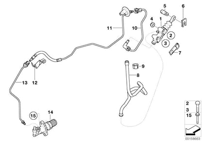 Tubería rígida de accionamiento de embrague OEM 21526759854 para MINI R50 One D, R52 Cabrio Cooper S, R53 Cooper S/JCW GP… y más. Original MINI.