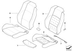 Funda de asiento deportivo cuero izquierdo OEM 52107253563 para BMW Serie 3 E93, E93 LCI. Original BMW.