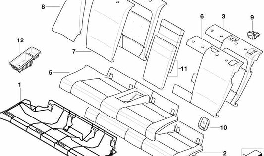 Cojín respaldo derecho (asiento trasero) OEM 52202996142 para BMW E82 118d, 120d, 120i. Original BMW.